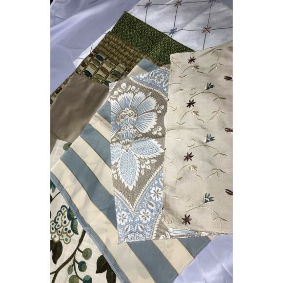 Random Upholstery Fabric Other - UPHOLSTERY Random Medium Swatches Lot Of 9 Mainly Tans, Blues & Greens